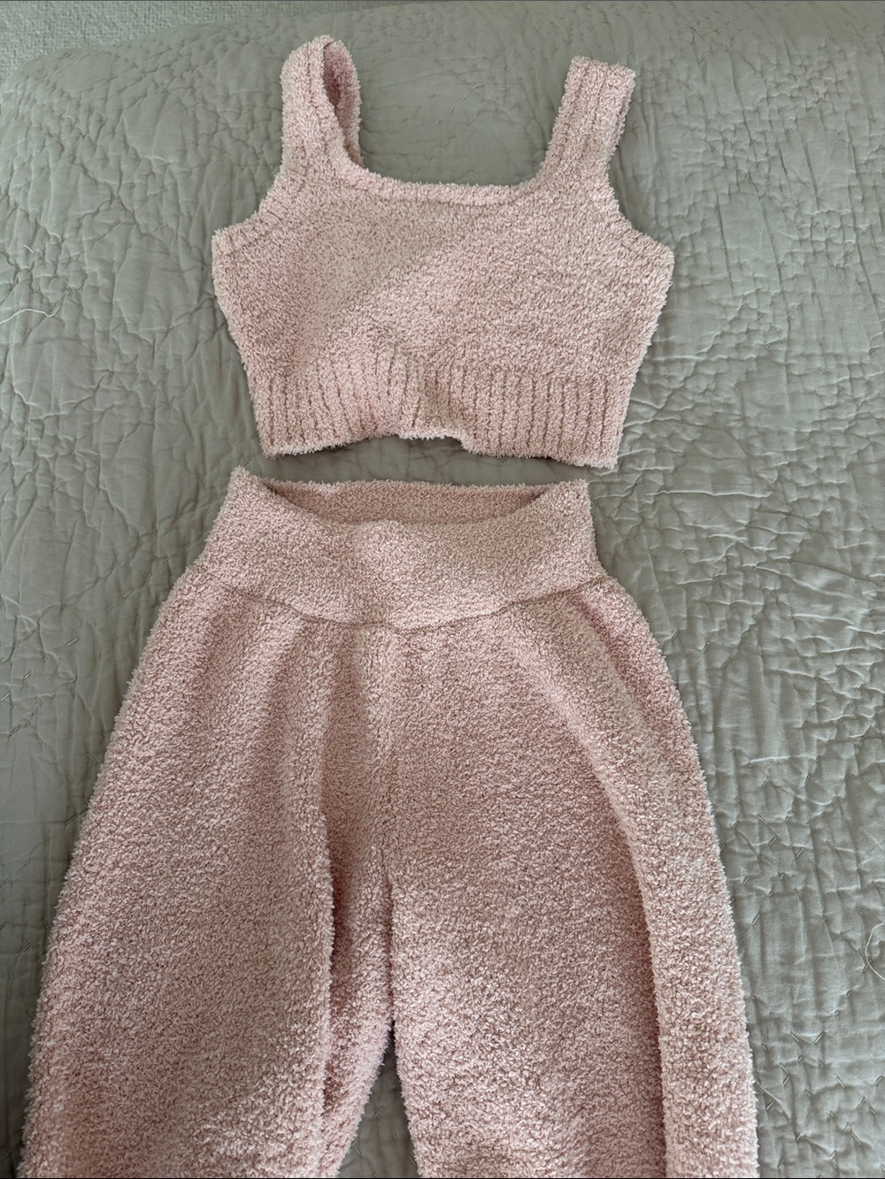 Anthropologie Daily Practice Cozy Pale Pink Joggers bottoms tank SET